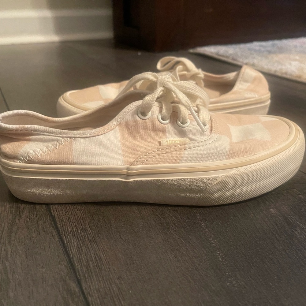Blush Pink and White Checkered Vans